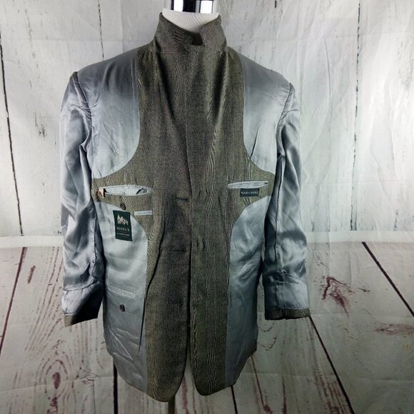 Nigel's By Nathan David Mark Shale 42R Olive Gray Plaid Suit Blazer Spor… - Picture 10 of 11